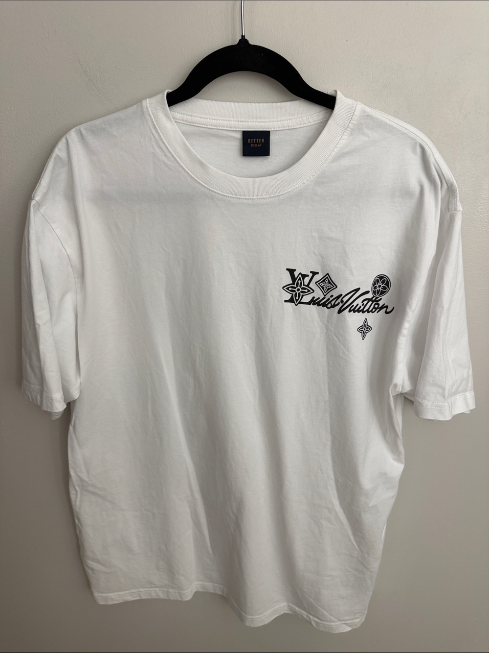 White Tee with Black Logo Chest Motif
